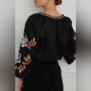 Embroidered Floral V-Neck Blouse